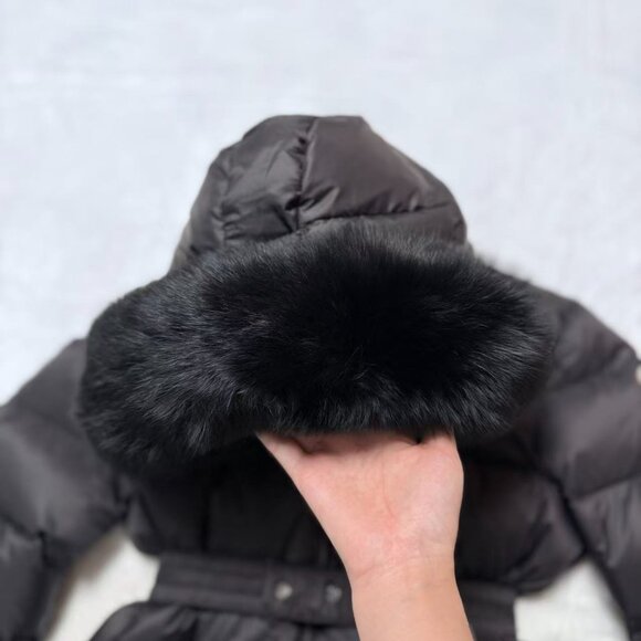 Moncler Black Fox Fur Collar Women's Slim Fit Down Jacket, Size L - Picture 8 of 9
